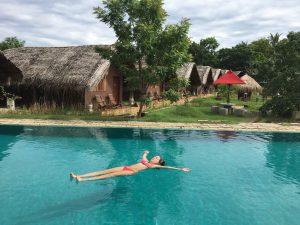 Floating in Gaga Bees pool